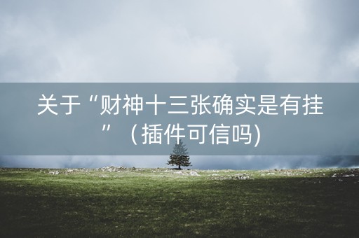关于“财神十三张确实是有挂”（插件可信吗)