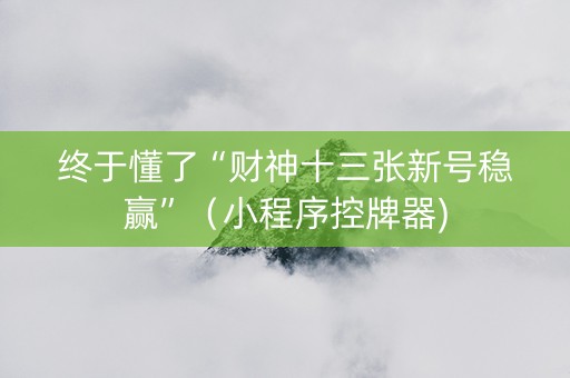 终于懂了“财神十三张新号稳赢”（小程序控牌器)