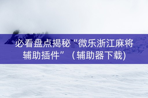 必看盘点揭秘“微乐浙江麻将辅助插件”（辅助器下载)