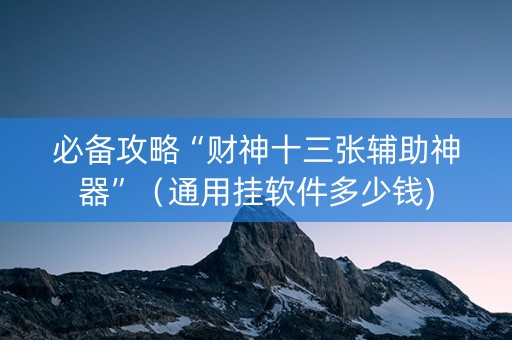必备攻略“财神十三张辅助神器”（通用挂软件多少钱)