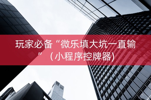 玩家必备“微乐填大坑一直输”（小程序控牌器)