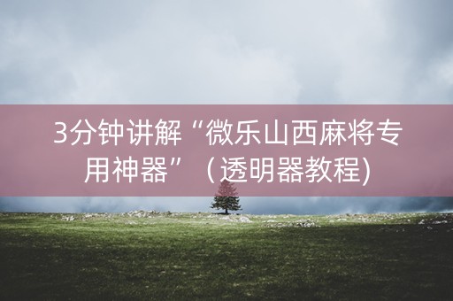 3分钟讲解“微乐山西麻将专用神器”（透明器教程)