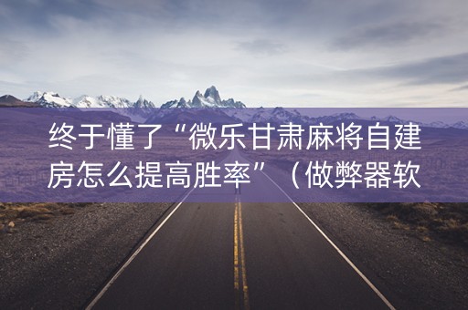 终于懂了“微乐甘肃麻将自建房怎么提高胜率”（做弊器软件下载)