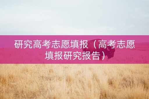 研究高考志愿填报（高考志愿填报研究报告）