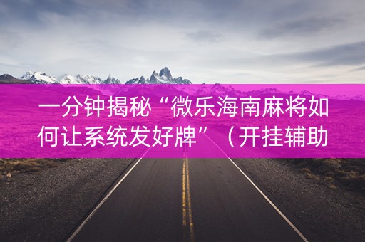 一分钟揭秘“微乐海南麻将如何让系统发好牌”（开挂辅助器插件)