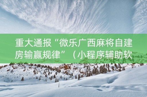 重大通报“微乐广西麻将自建房输赢规律”（小程序辅助软件)