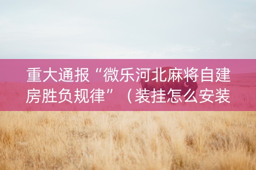重大通报“微乐河北麻将自建房胜负规律”（装挂怎么安装)