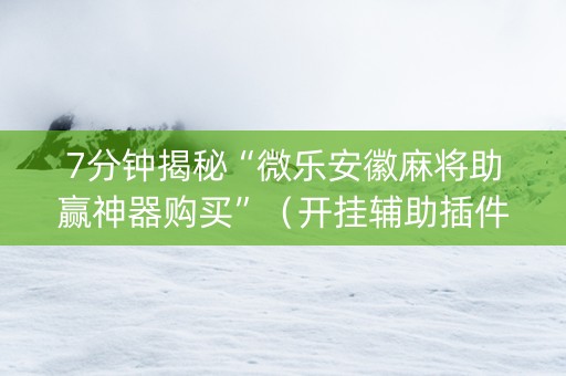 7分钟揭秘“微乐安徽麻将助赢神器购买”（开挂辅助插件)