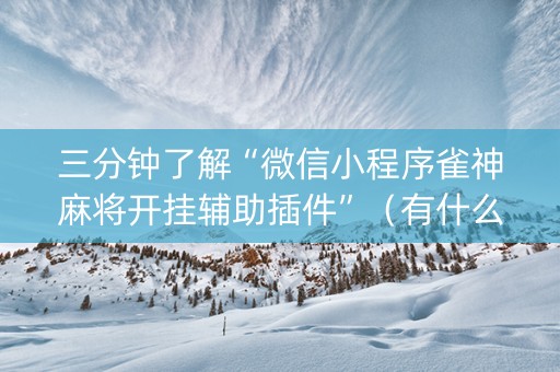 三分钟了解“微信小程序雀神麻将开挂辅助插件”（有什么规律)