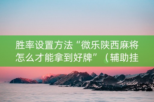 胜率设置方法“微乐陕西麻将怎么才能拿到好牌”（辅助挂发牌规律)