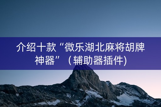 介绍十款“微乐湖北麻将胡牌神器”（辅助器插件)