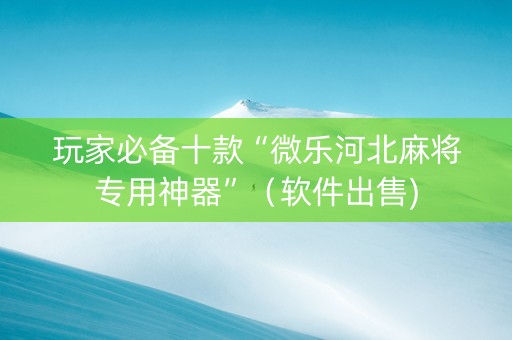 玩家必备十款“微乐河北麻将专用神器”（软件出售)