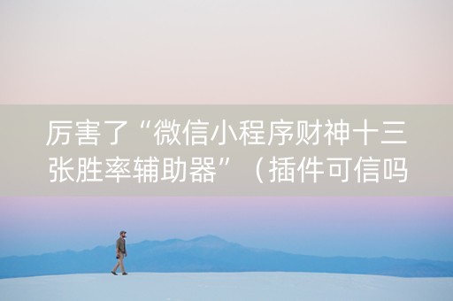 厉害了“微信小程序财神十三张胜率辅助器”（插件可信吗)