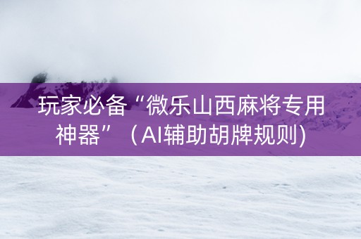 玩家必备“微乐山西麻将专用神器”（AI辅助胡牌规则)
