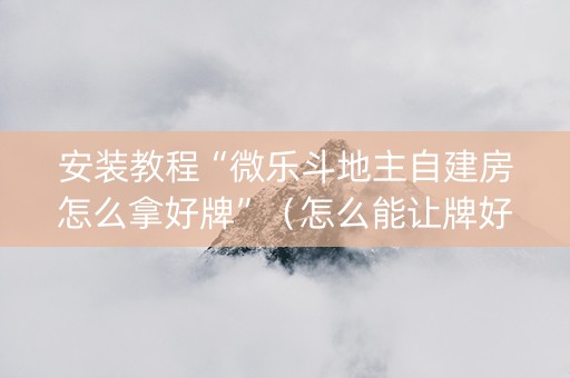 安装教程“微乐斗地主自建房怎么拿好牌”（怎么能让牌好一点)