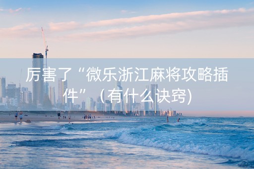 厉害了“微乐浙江麻将攻略插件”（有什么诀窍)