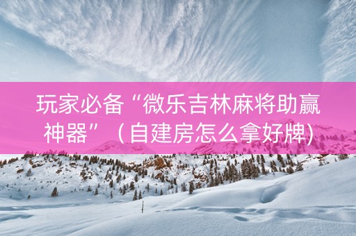 玩家必备“微乐吉林麻将助赢神器”（自建房怎么拿好牌)