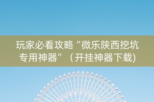 玩家必看攻略“微乐陕西挖坑专用神器”（开挂神器下载)