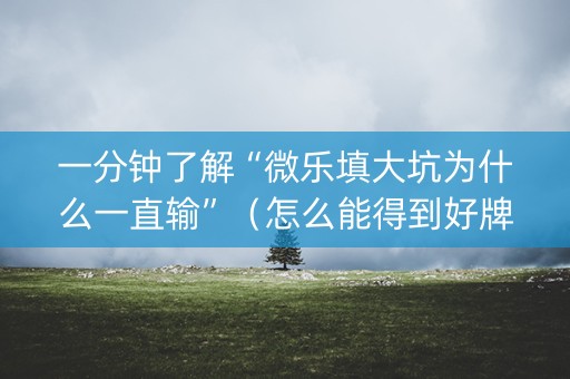 一分钟了解“微乐填大坑为什么一直输”（怎么能得到好牌)