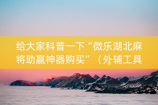 给大家科普一下“微乐湖北麻将助赢神器购买”（外辅工具)