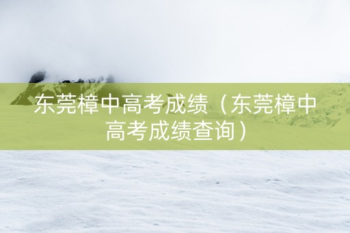 东莞樟中高考成绩（东莞樟中高考成绩查询）