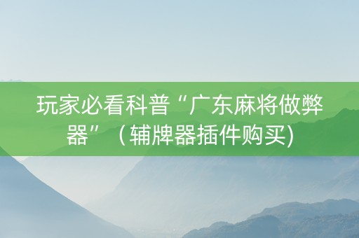 玩家必看科普“广东麻将做弊器”（辅牌器插件购买)