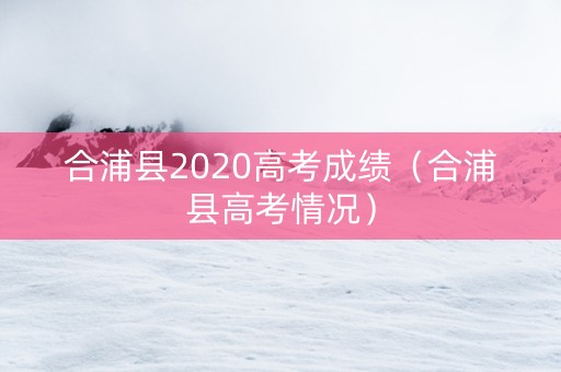 合浦县2020高考成绩（合浦县高考情况）