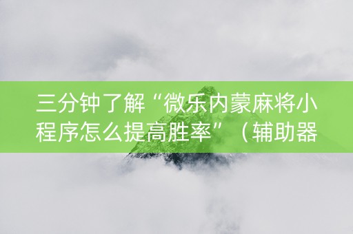 三分钟了解“微乐内蒙麻将小程序怎么提高胜率”（辅助器通用版)