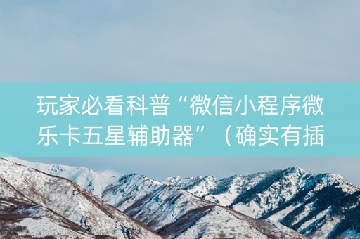玩家必看科普“微信小程序微乐卡五星辅助器”（确实有插件吗)