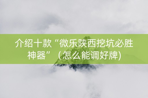 介绍十款“微乐陕西挖坑必胜神器”（怎么能调好牌)
