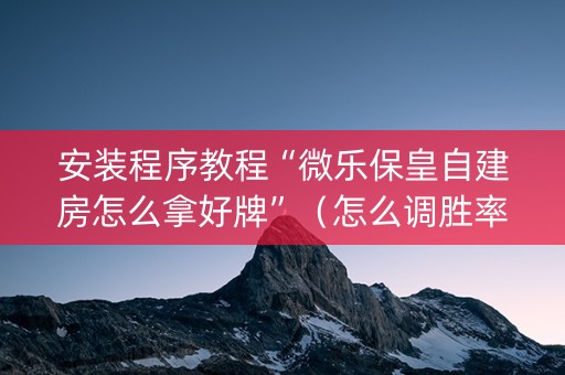 安装程序教程“微乐保皇自建房怎么拿好牌”（怎么调胜率)