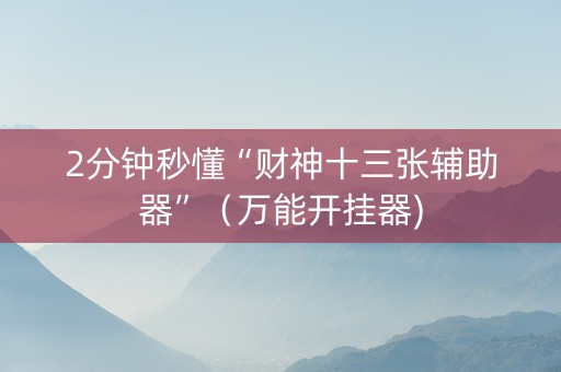 2分钟秒懂“财神十三张辅助器”（万能开挂器)