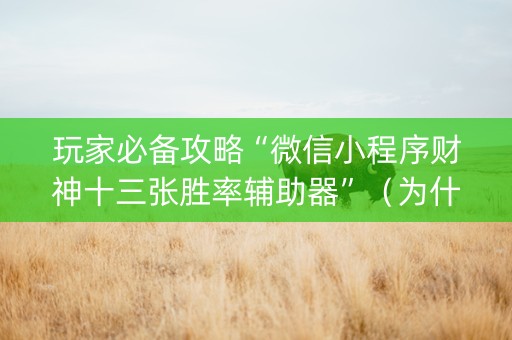 玩家必备攻略“微信小程序财神十三张胜率辅助器”（为什么有人一直赢)