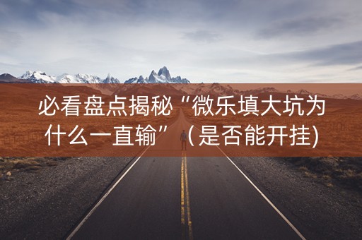 必看盘点揭秘“微乐填大坑为什么一直输”（是否能开挂)