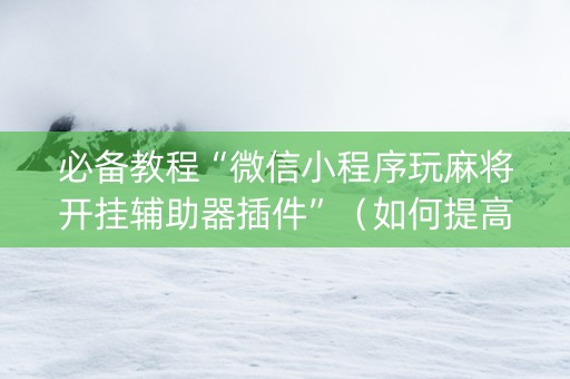 必备教程“微信小程序玩麻将开挂辅助器插件”（如何提高胜率)