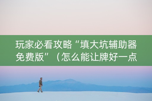 玩家必看攻略“填大坑辅助器免费版”（怎么能让牌好一点)