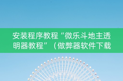安装程序教程“微乐斗地主透明器教程”（做弊器软件下载)