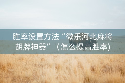 胜率设置方法“微乐河北麻将胡牌神器”（怎么提高胜率)