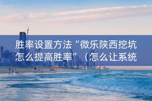 胜率设置方法“微乐陕西挖坑怎么提高胜率”（怎么让系统给你发好牌)