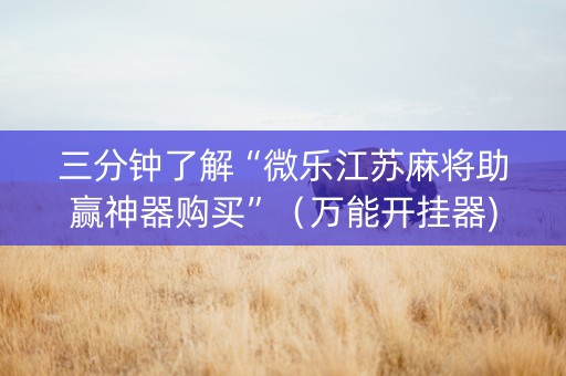 三分钟了解“微乐江苏麻将助赢神器购买”（万能开挂器)