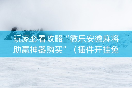 玩家必看攻略“微乐安徽麻将助赢神器购买”（插件开挂免费AI)