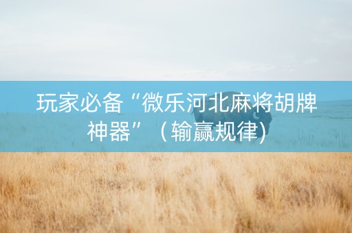 玩家必备“微乐河北麻将胡牌神器”（输赢规律)