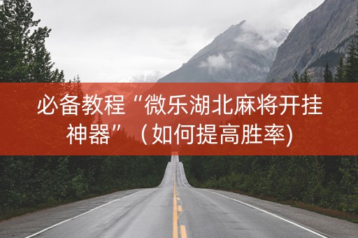 必备教程“微乐湖北麻将开挂神器”（如何提高胜率)
