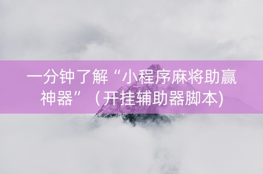 一分钟了解“小程序麻将助赢神器”（开挂辅助器脚本)