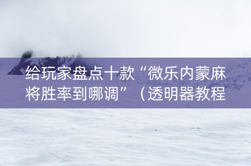 给玩家盘点十款“微乐内蒙麻将胜率到哪调”（透明器教程)