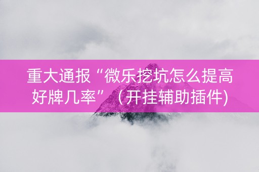 重大通报“微乐挖坑怎么提高好牌几率”（开挂辅助插件)