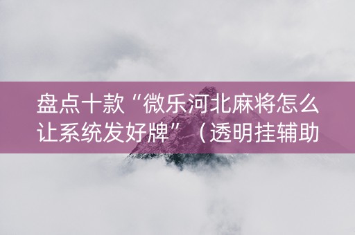 盘点十款“微乐河北麻将怎么让系统发好牌”（透明挂辅助器)