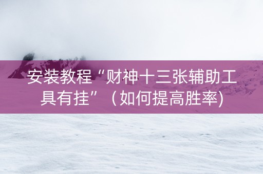 安装教程“财神十三张辅助工具有挂”（如何提高胜率)