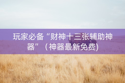 玩家必备“财神十三张辅助神器”（神器最新免费)