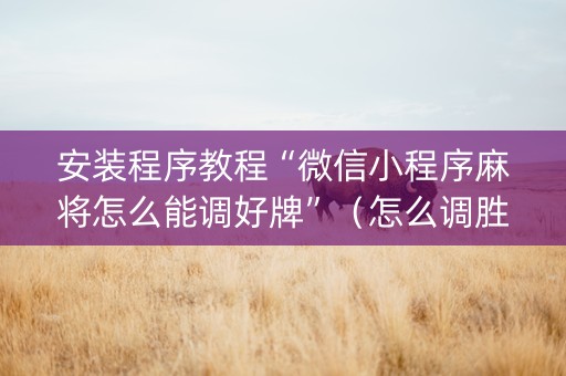 安装程序教程“微信小程序麻将怎么能调好牌”（怎么调胜率)